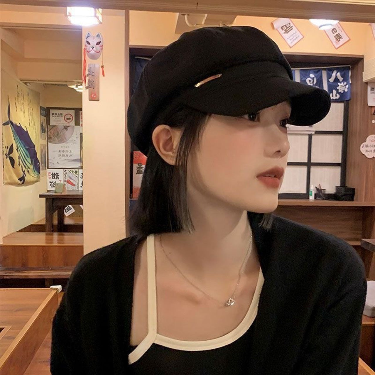 Hat Female One Natural Simulation Beret Wig Short Straight Hair