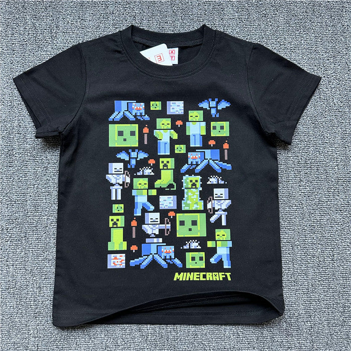 Children's Clothing Daily Order Summer My World Game Theme Series Solid Children's T-shirt