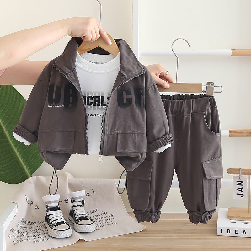 Boy Fashionable Autumn Clothing Sports Three-piece Children's Suit
