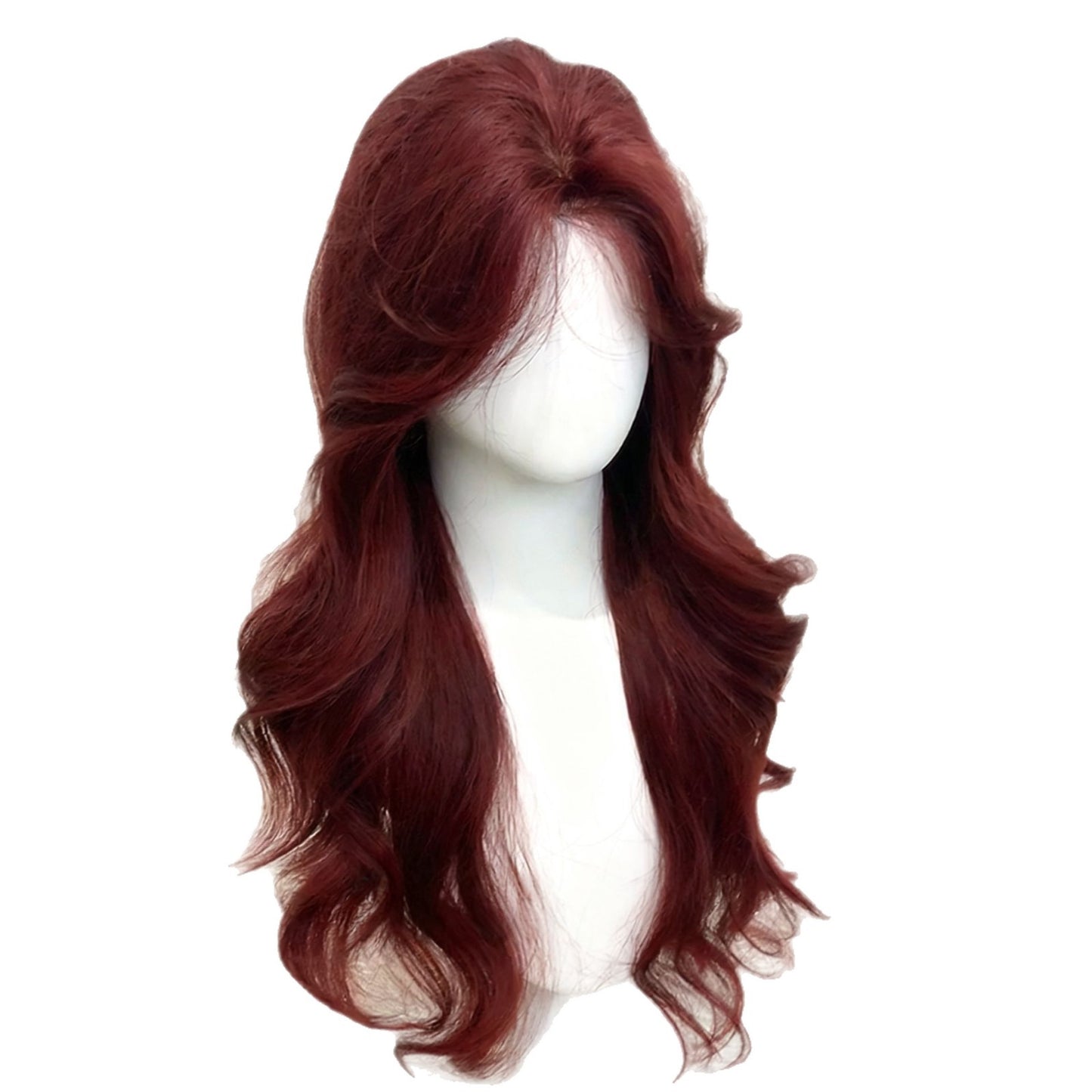 Hot Female Daily Raspberry Red Curly Hair Wig Long Curls