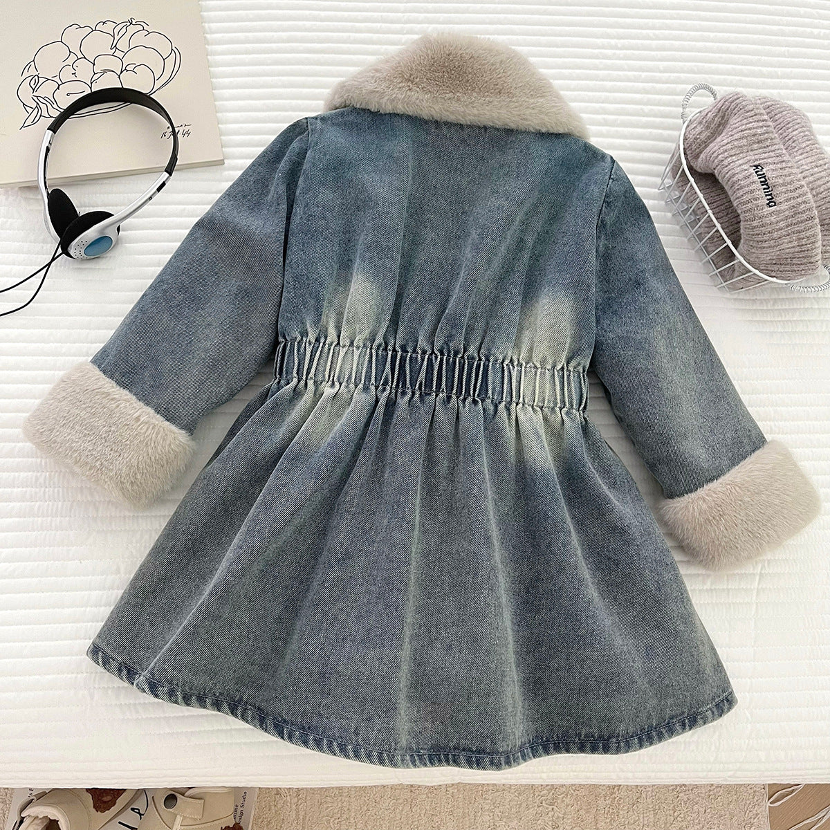 Children's Fleece Thick Trench Coat Winter Clothes Western Children's Dress