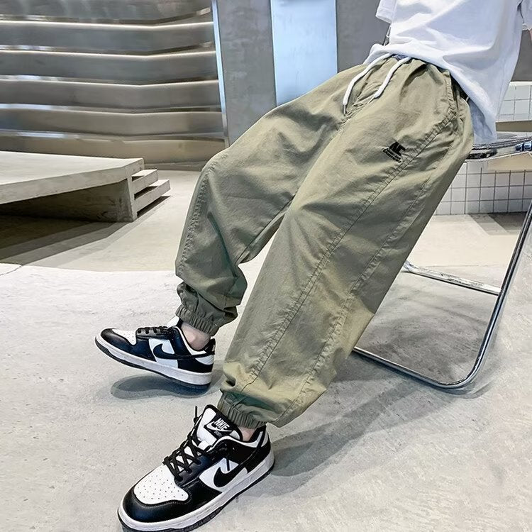 Stitching Embroidery Overalls Middle Big Korean Style Trousers Children's Pants