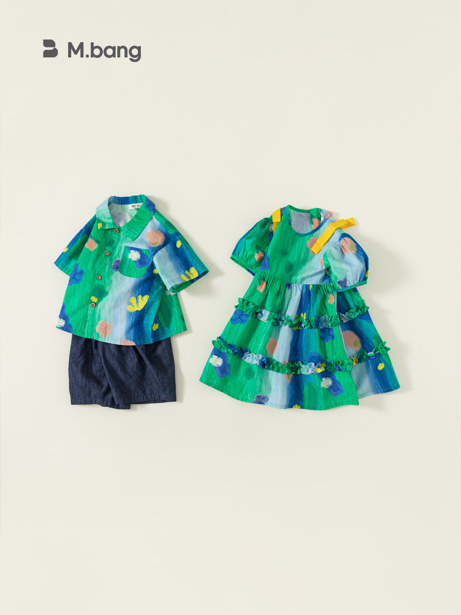 Children's Clothing Clothes Iti Printing Dress Princess Skirt Casual Children's Shirt