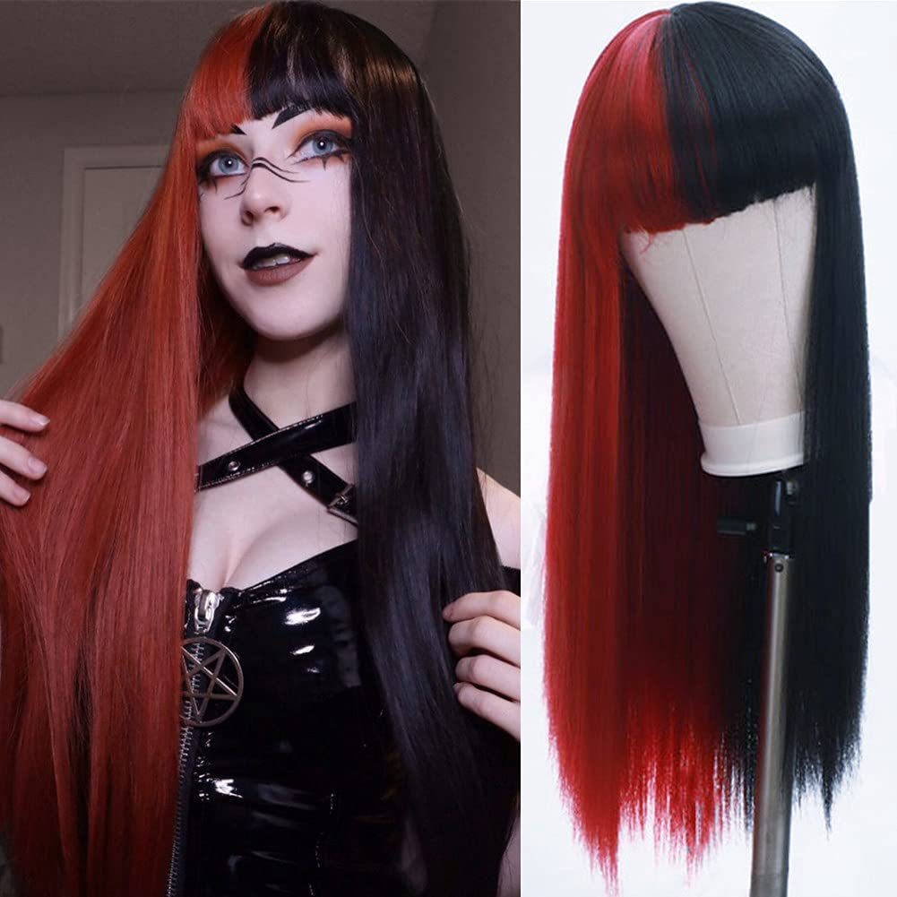 Women's Colorful Bangs Hair Chemical Fiber Long Straight Wig