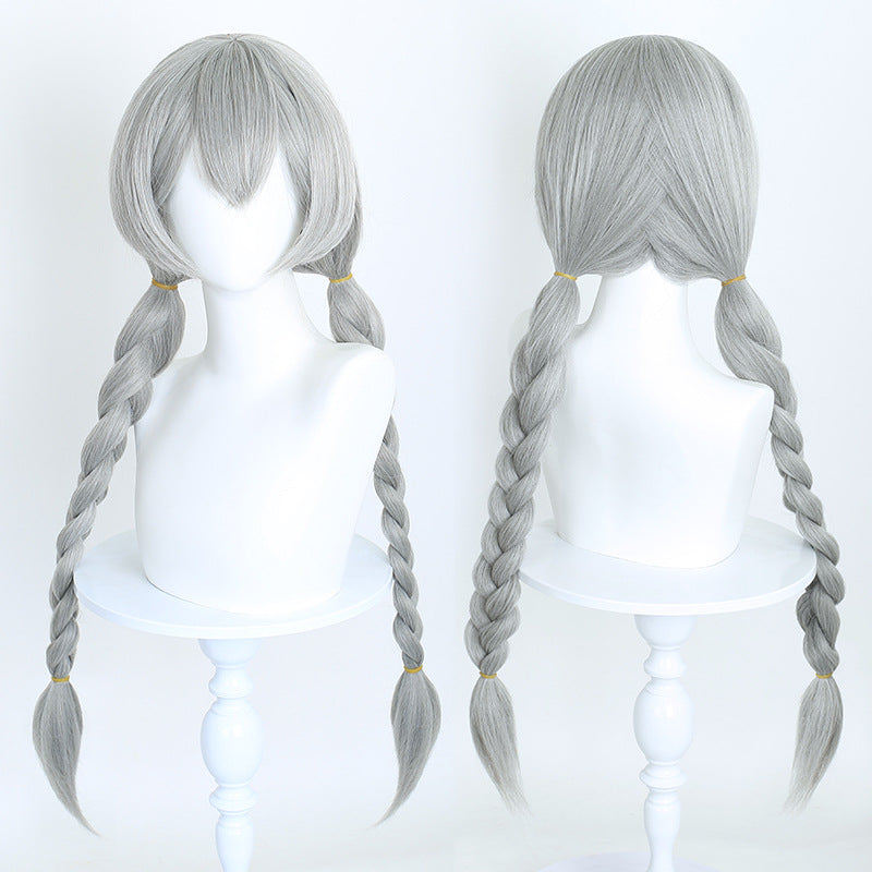 Cardamom Judy Mixed Sier Gray Double Twist Braid Cos Wig