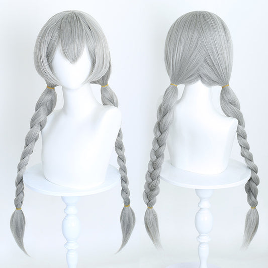 Cardamom Judy Mixed Sier Gray Double Twist Braid Cos Wig
