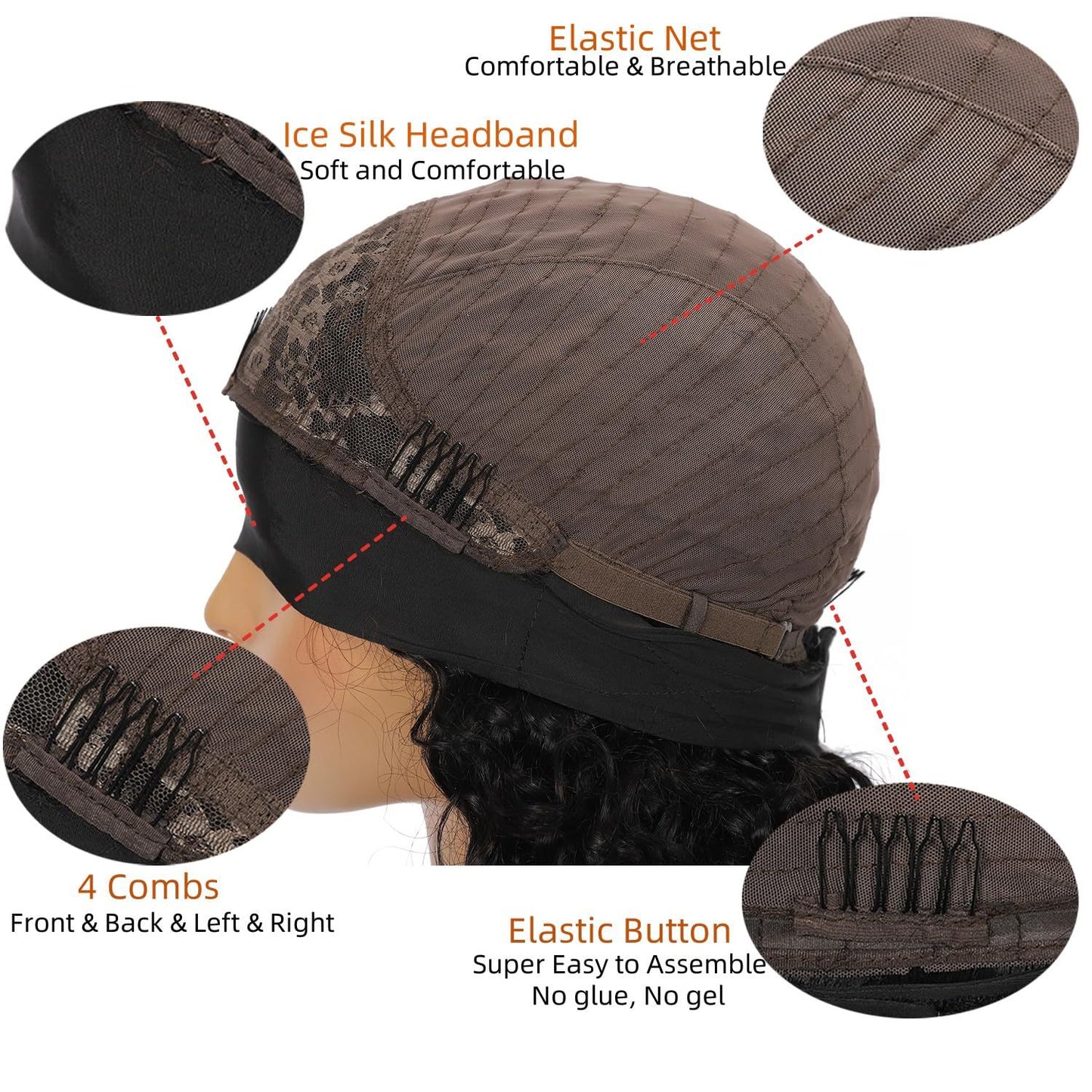 Women's Ice Ribbon Black Curly Hair Big Wave Head Wig Long Curls