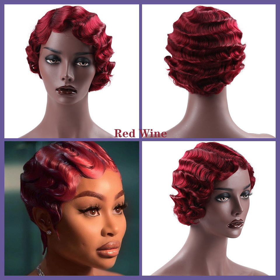Women's Water Ripple Head Cover For Fiber Wig Short Curly Hair