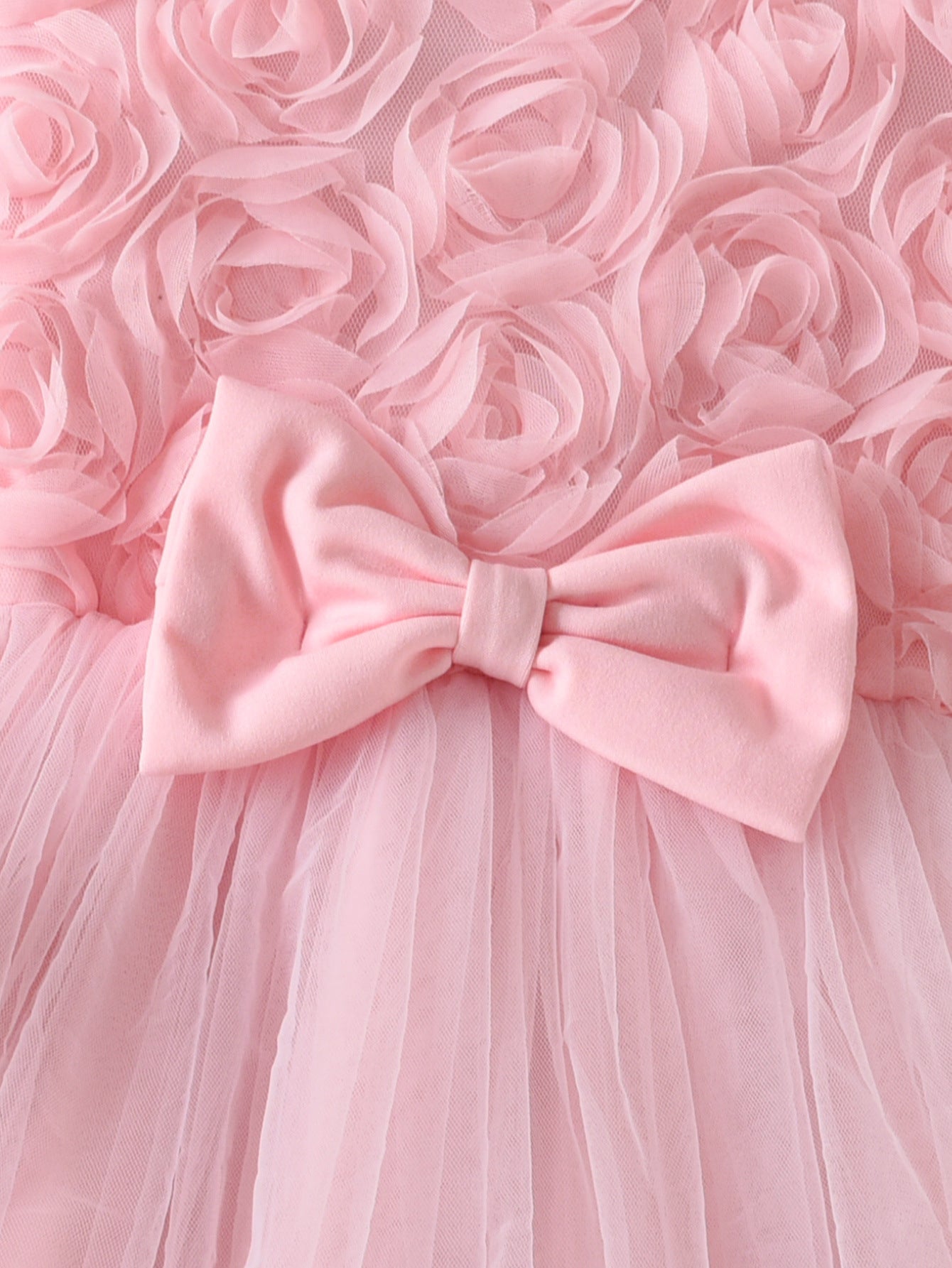 Autumn Color Three-dimensional Rose Bow Mesh Princess Children's Dress