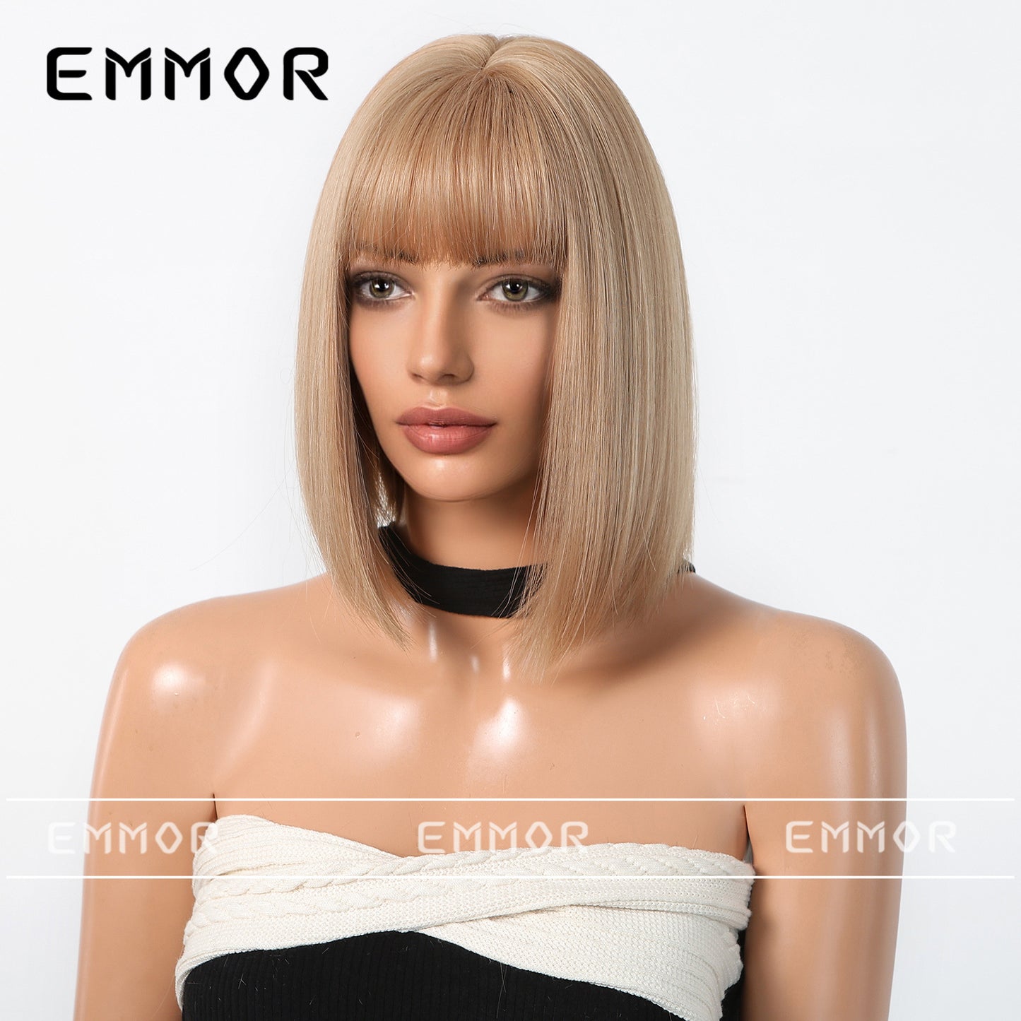 Champagne Brown Younger Fashion Head Natural Wig Short Straight Hair