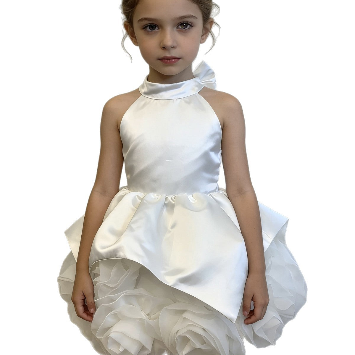 Children's Satin Sleeveless Halter Pettiskirt Party Birthday Children's Dress