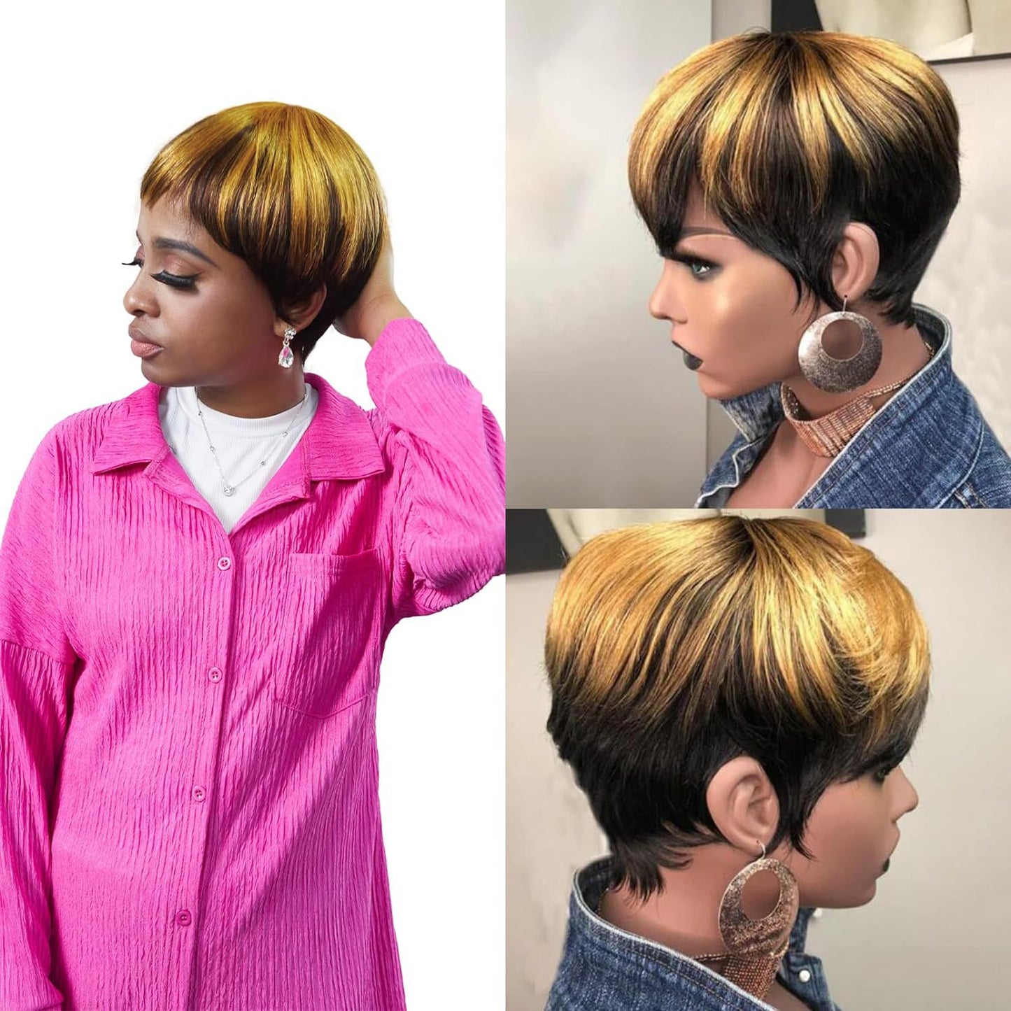 Fashion Attractive Trendy Human Short Headgear Real Hair Wig