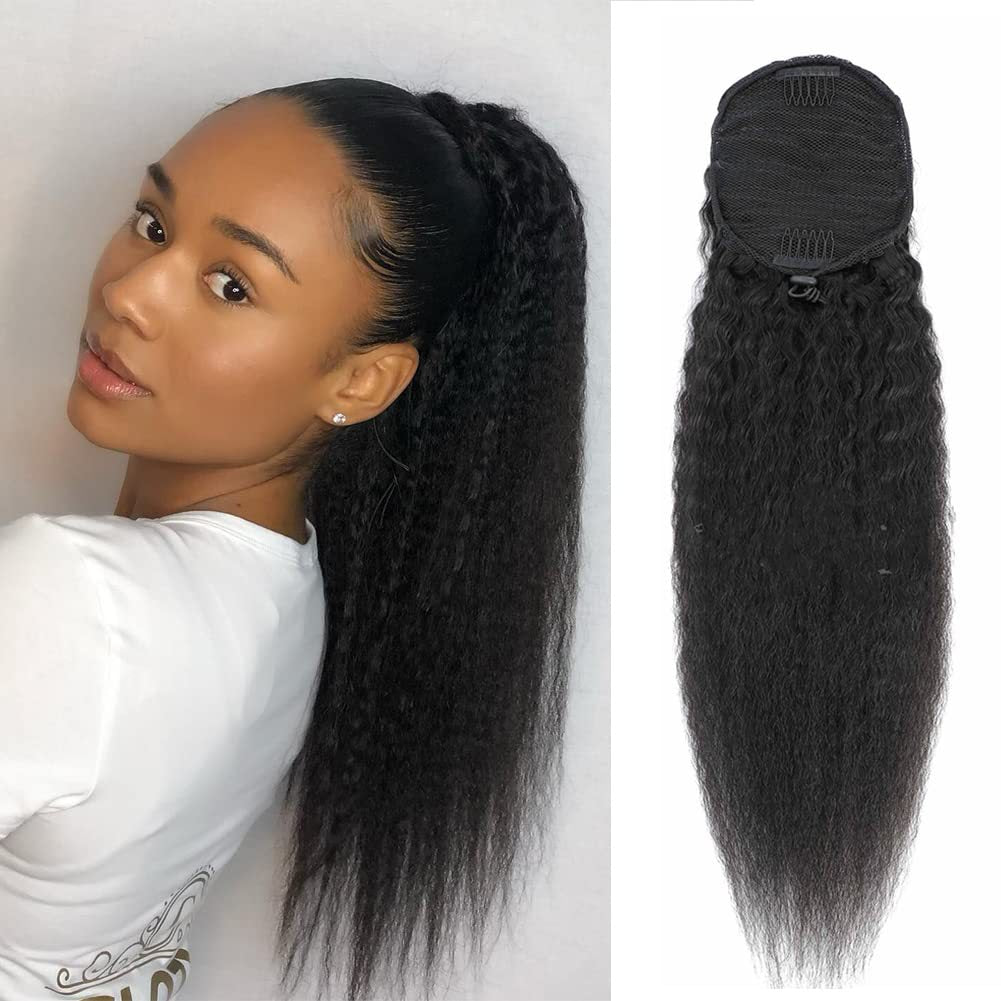 Fiber Hair Extension African Black Fluffy Curly Wig Ponytail