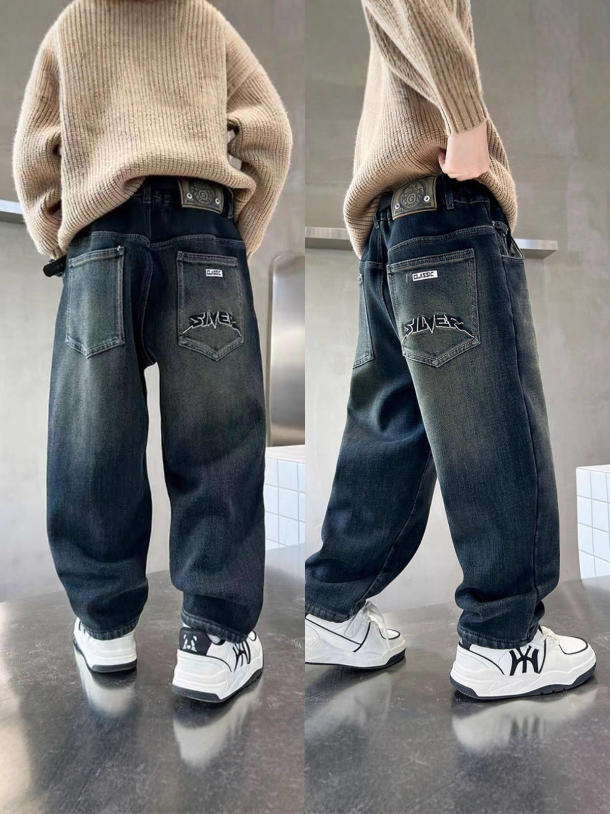 Medium Big Denim Daddy Loose Comfortable Domineering Cool Wild Children's Pants