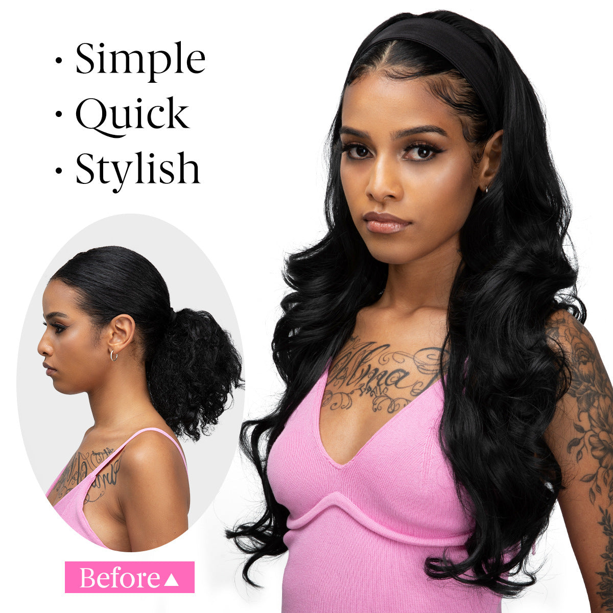 Female Hair Band Turban Big Wave Curly Chemical Fiber Wig Long Curls