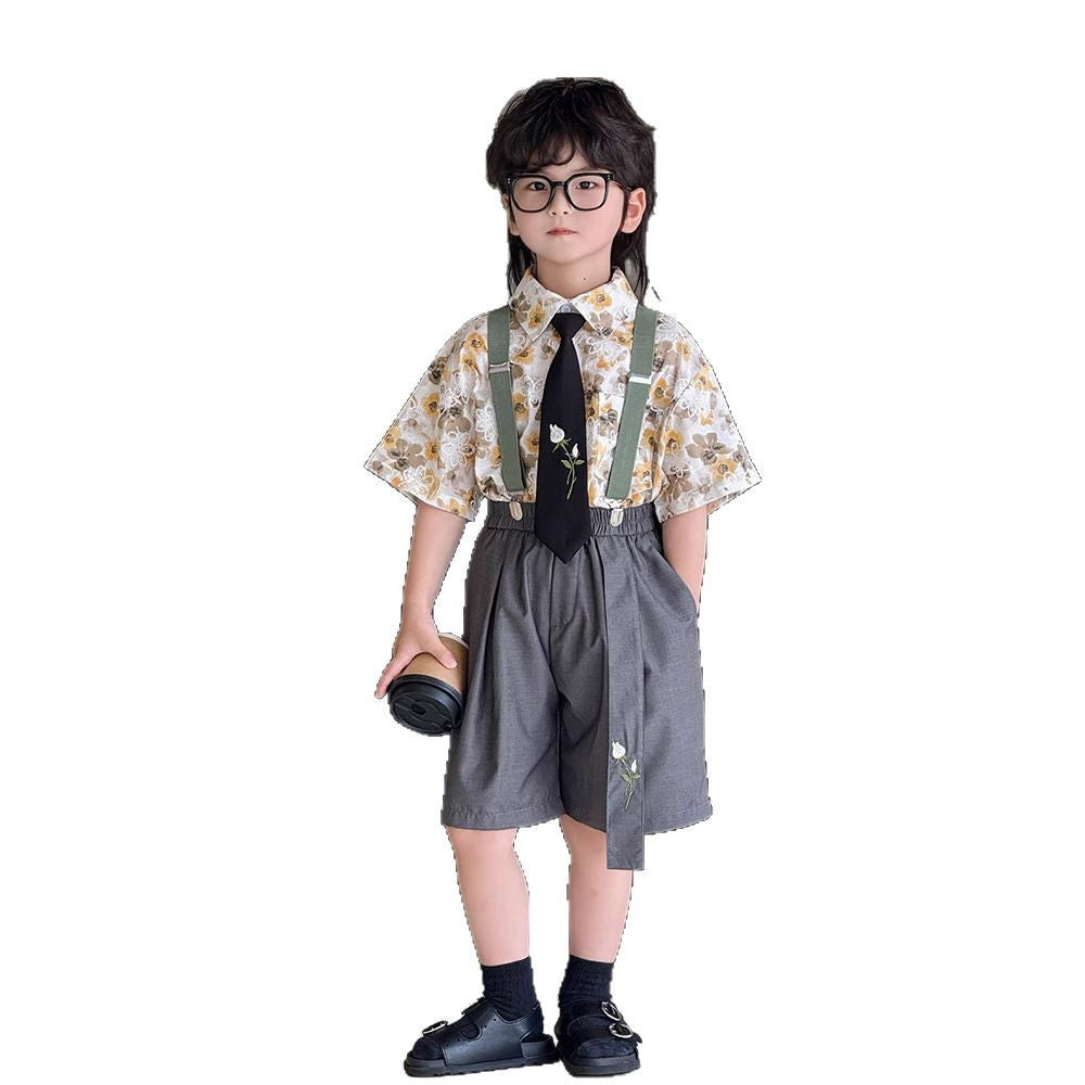 Children's Shirt Summer Korean Style Short Sleeve Children's Suit