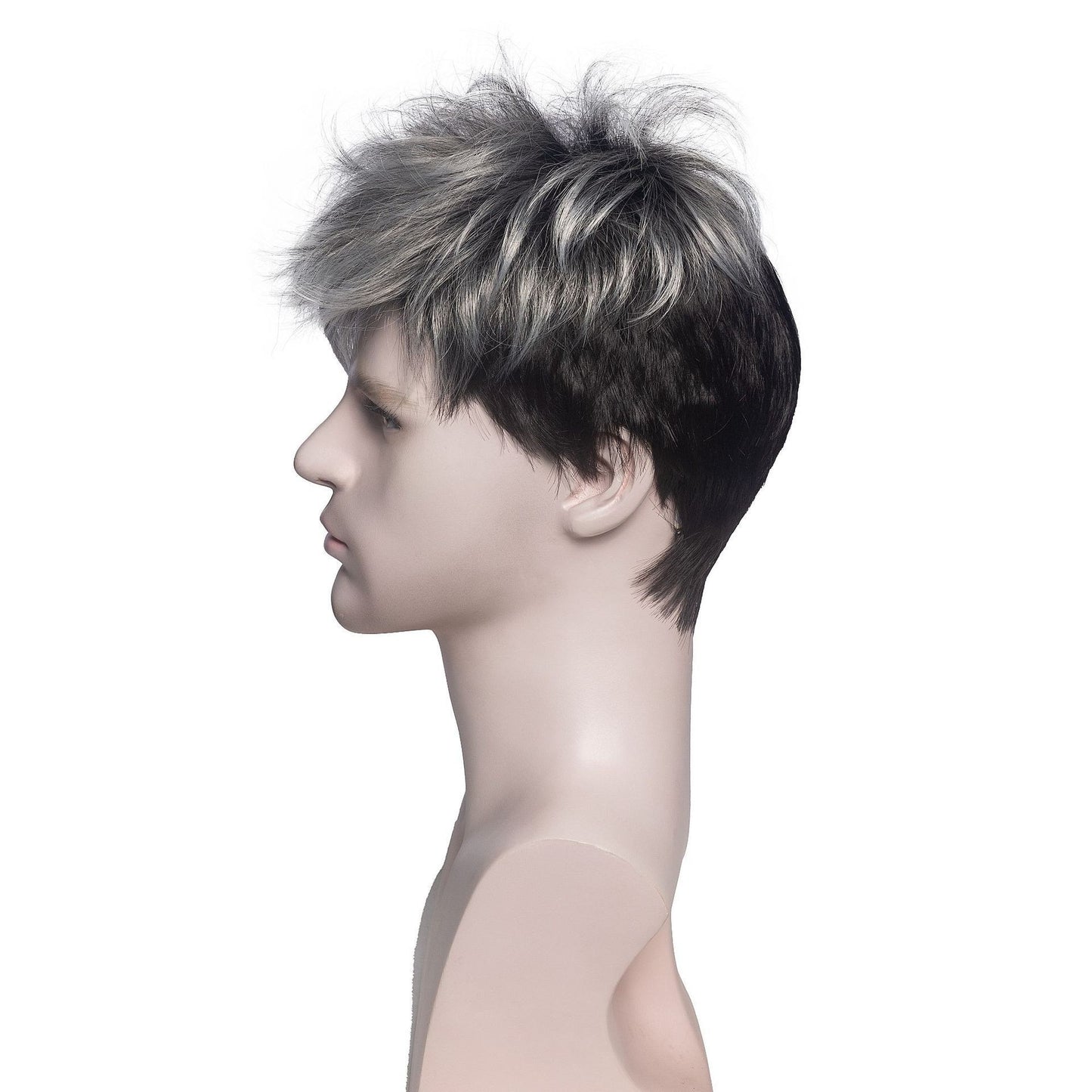 Men's White Gradient Color Chemical Fiber Short Men's Wig
