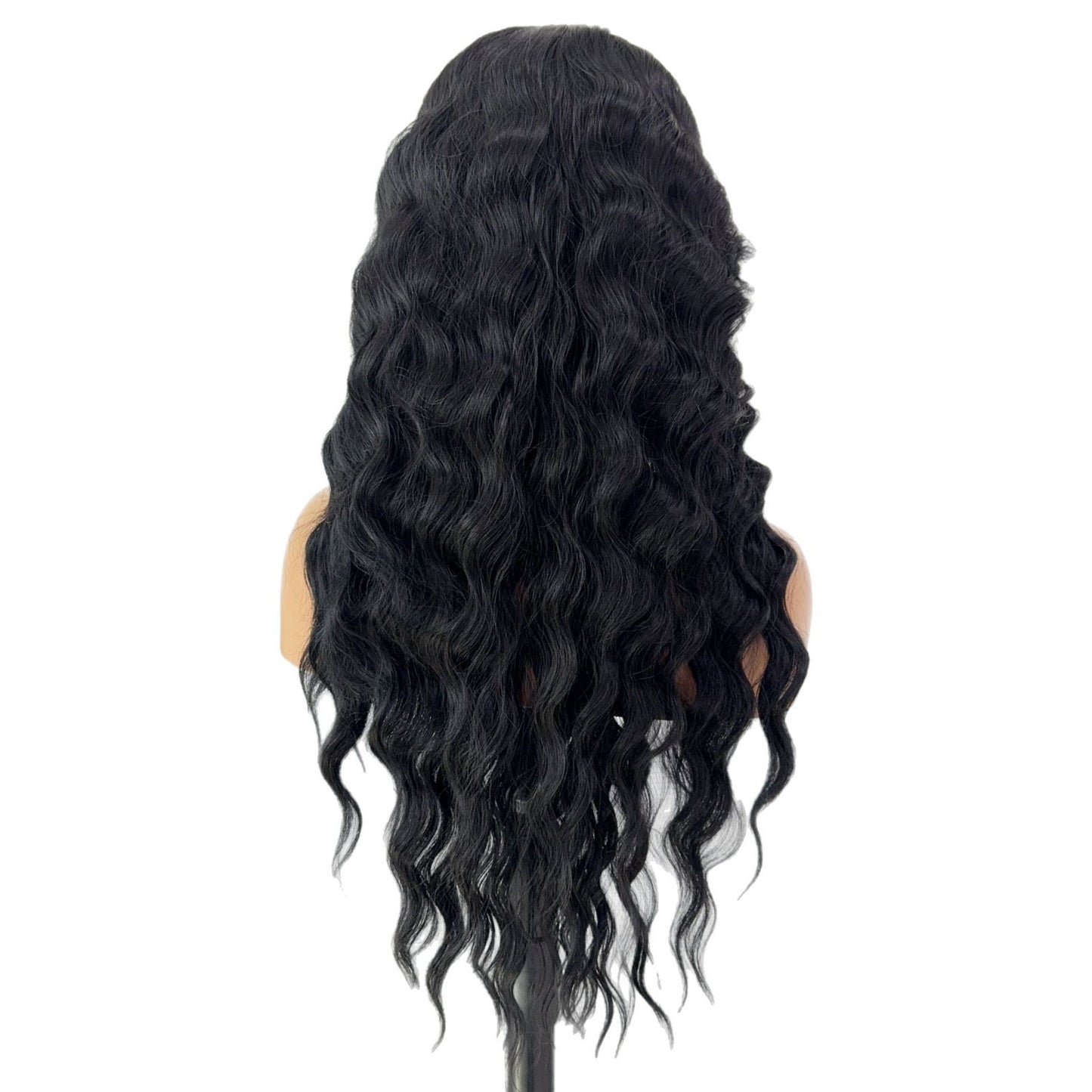 Fashion Front Lace Black Big Wave Wig Long Curls