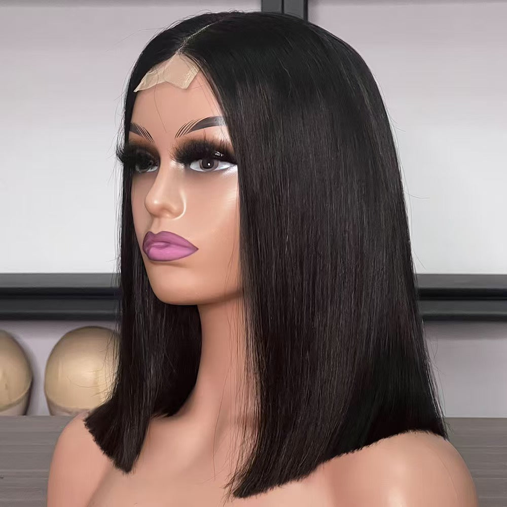 Comfortable Attractive Trendy Front Lace Headgear Wig Short Straight Hair