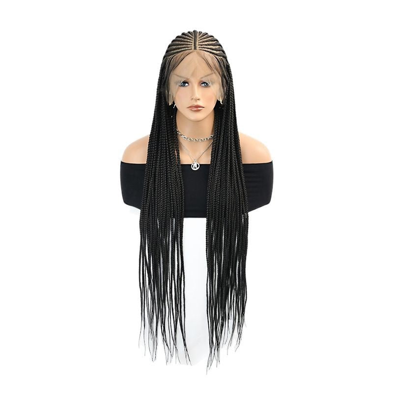 Women's Full Lace Front Ridge Corn Braid Braided Long Straight Wig