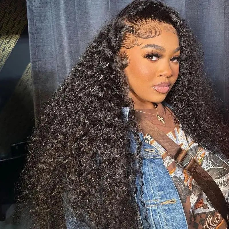 Women's Front Lace Head African Small Volume Wound Tube Wig Long Curls