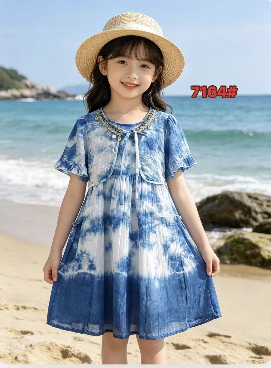 Summer Chinese Style Ethnic Radix Plant Handmade Western Frog Button Children's Dress