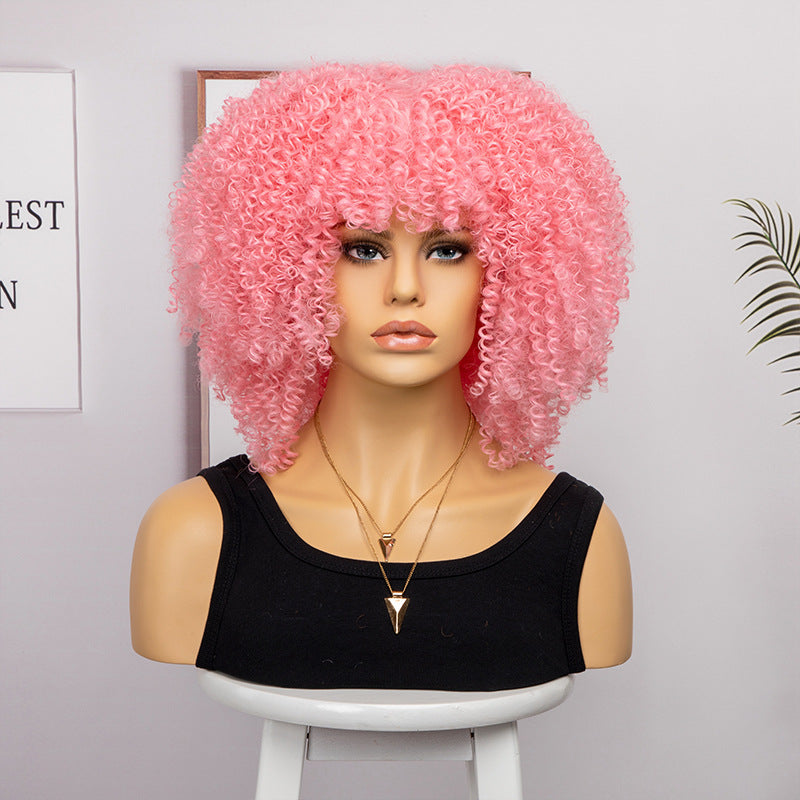 Women's African Fashion Explosion Small Head Cover Wig Short Curly Hair