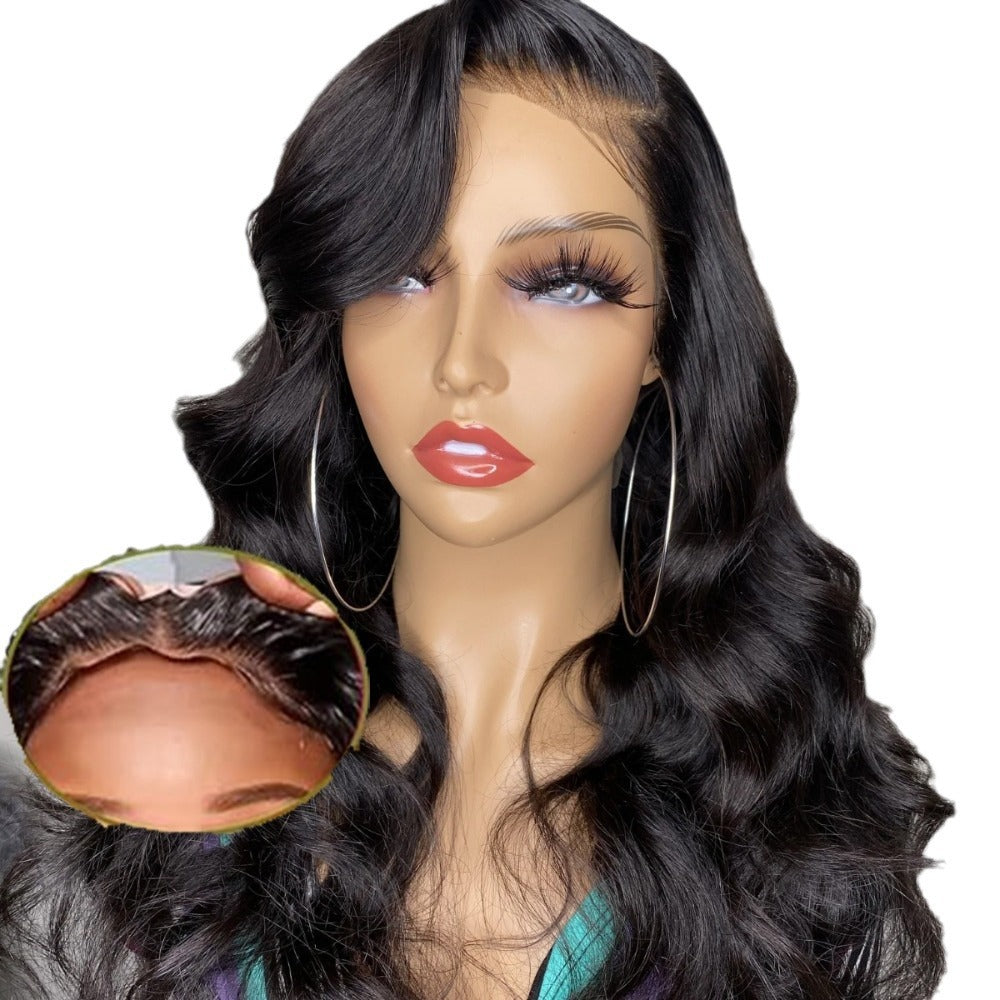 Slouchy Lace Front Black Synthetic Hair Wig Long Curls