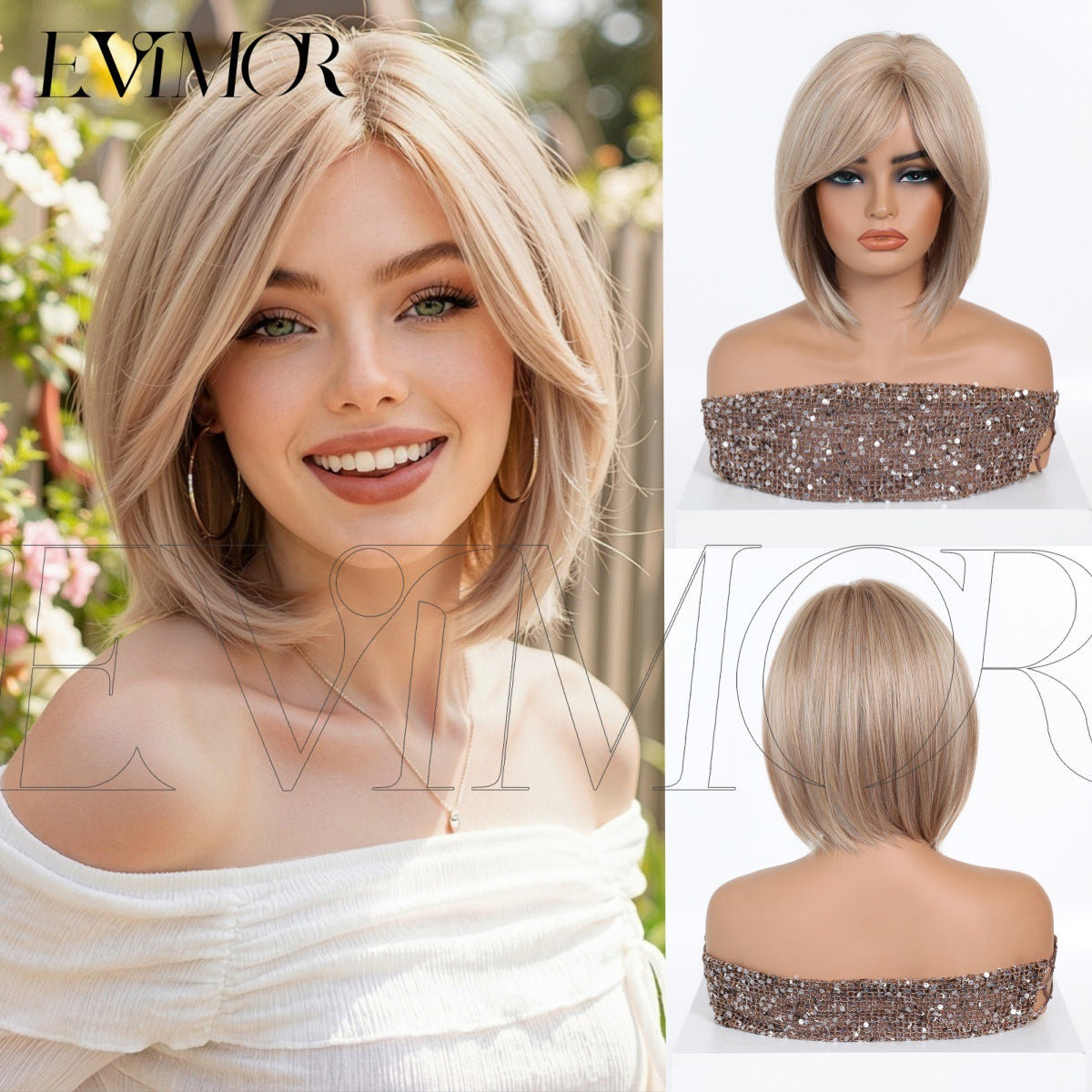 Women's Fiber Summer Realistic Natural Middle Age Wig Short Straight Hair