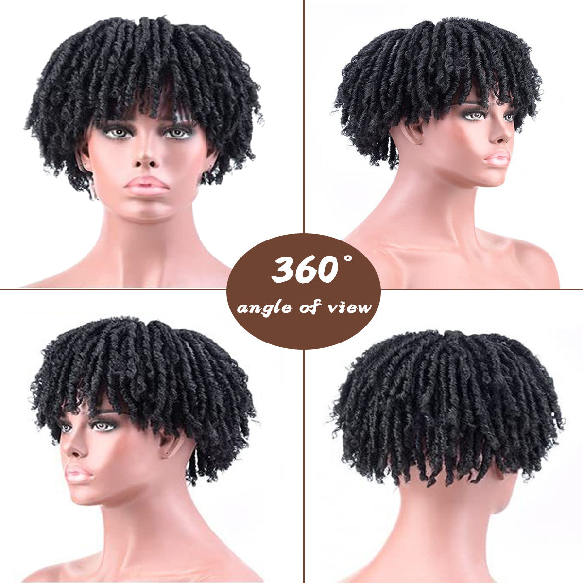 Dreadlocks Curly Hair Head Spiral Chemical Fiber Mesh Men's Wig