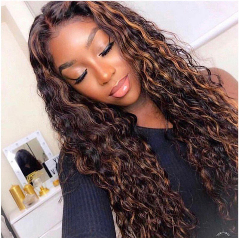 Women's Wrapped Tube Curly Hair African Small Brown Fiber Wig Long Curls