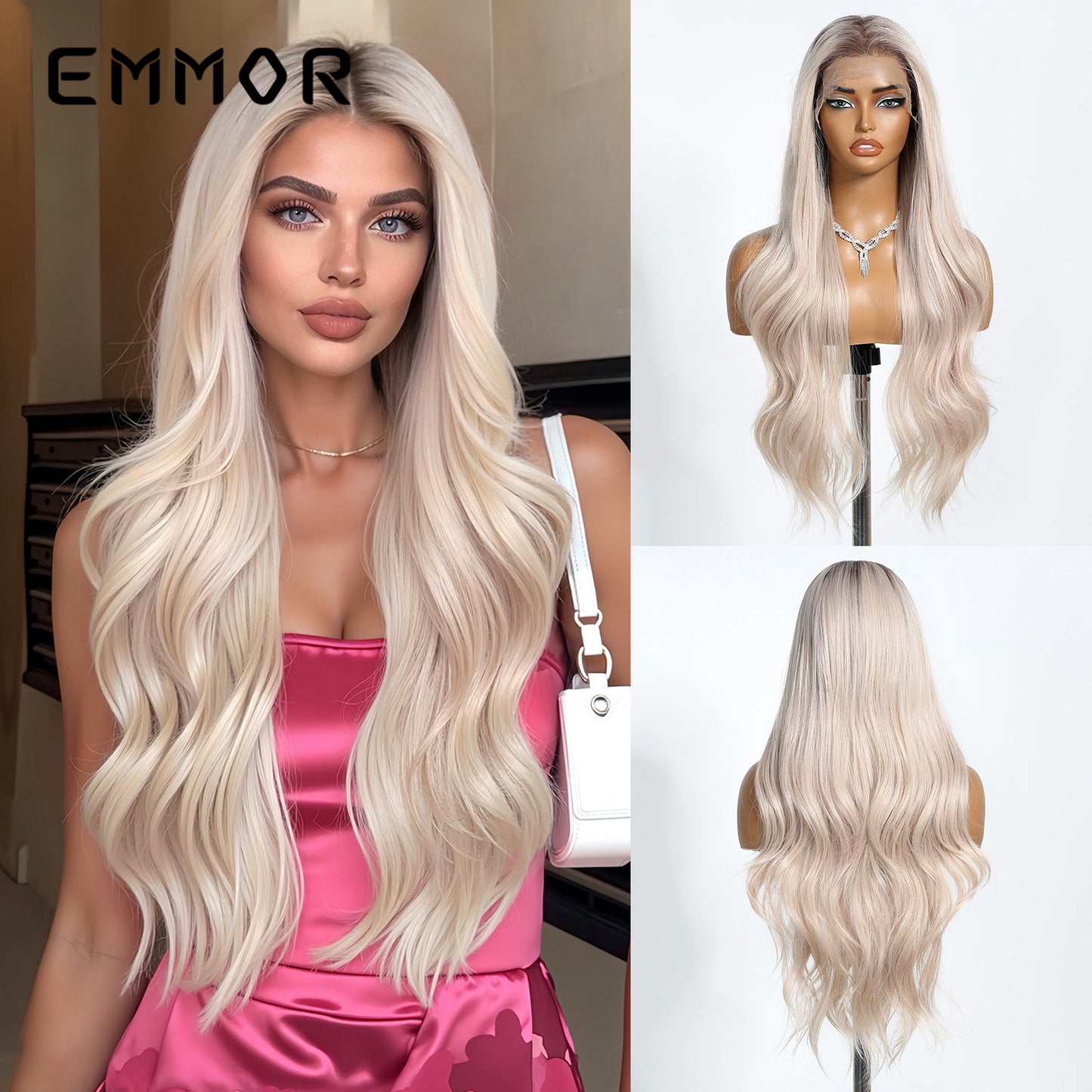 Fiber Dark Brown Curly Hair Realistic Breathable Wig Long Curls