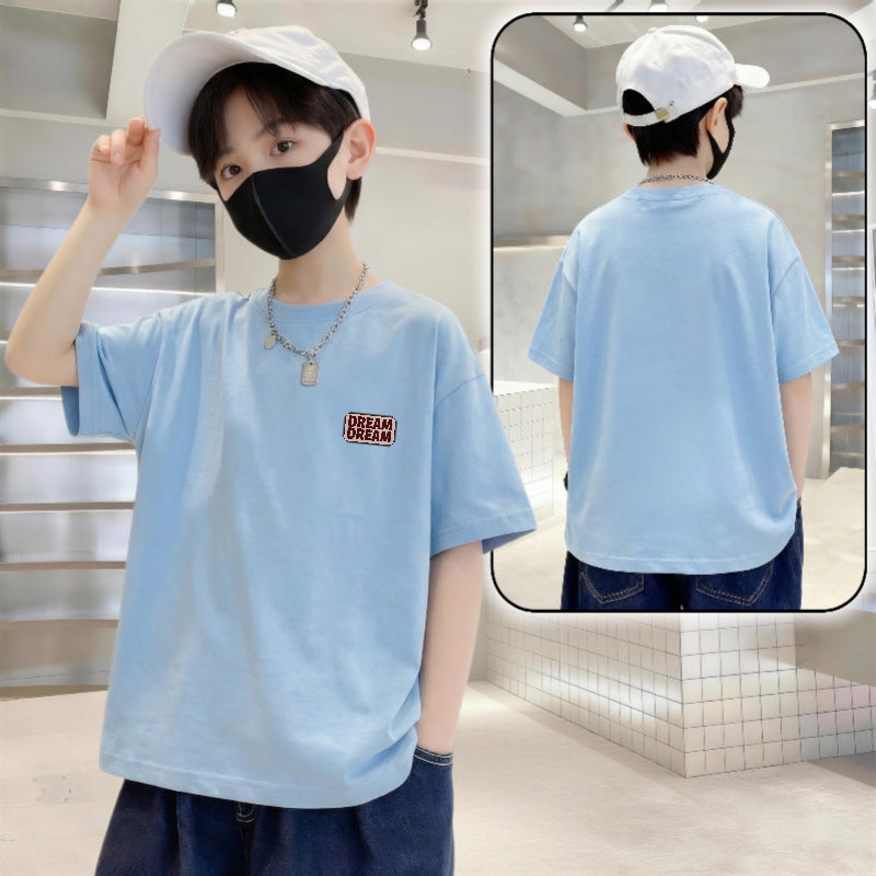 Children's Letter Printed Cotton Short-sleeved Boy Summer Clothing Loose Western Style Children's T-shirt