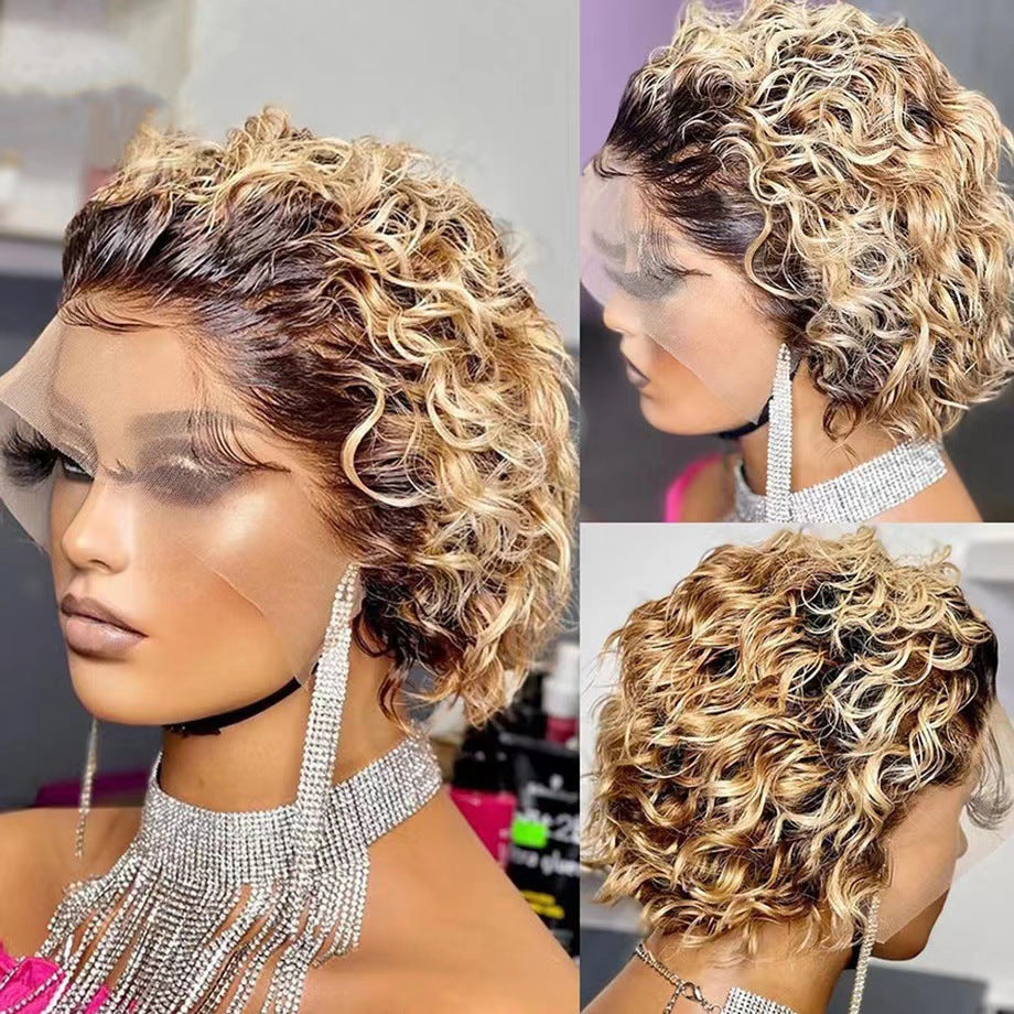 Fashion Super Head Cover African Front Wig Short Curly Hair