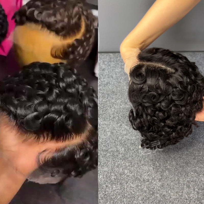 Short Curly Human Black Afro Natural Real Hair Wig