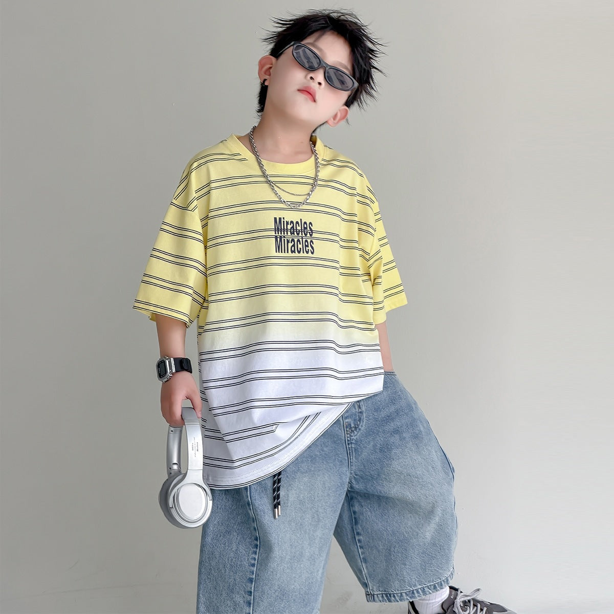 Children's Clothing Boy's Short-sleeved Summer Clothes Medium Big Boys Cotton Children's T-shirt