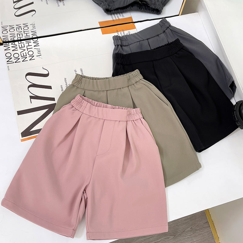 Children's Korean Shorts Boys Elastic Waist Pure Color Suit Children's Pants