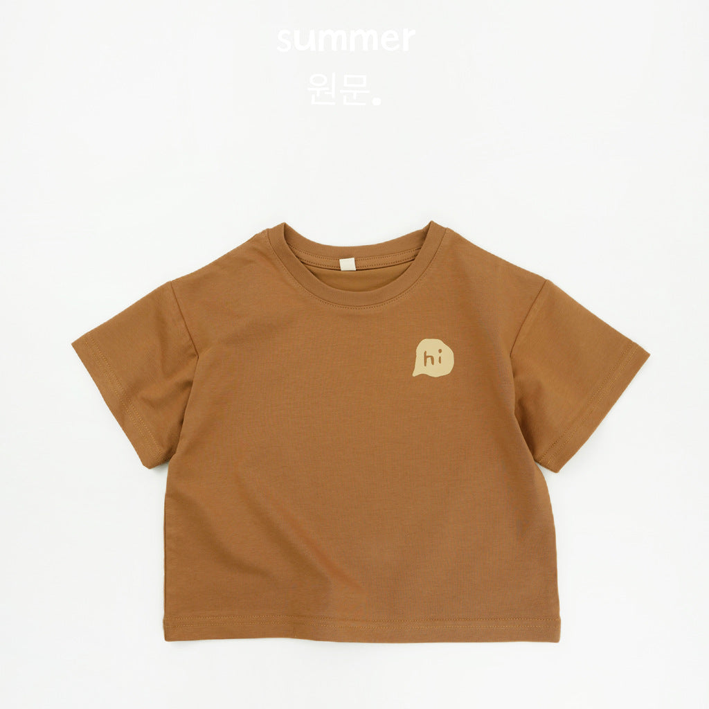 Children's Clothes For Boys Korean Style Fresh Letters Half Sleeve Shirt Children's T-shirt