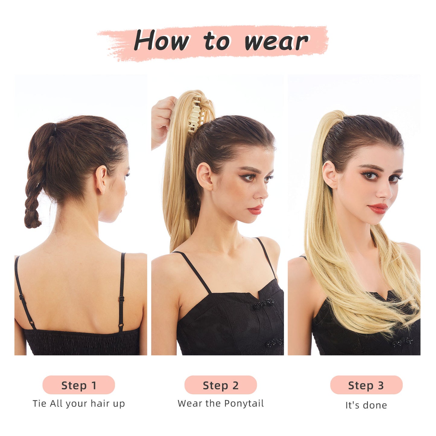 Mid-length Fiber Jaws Clamp Grip High Female Lazy Wig Ponytail