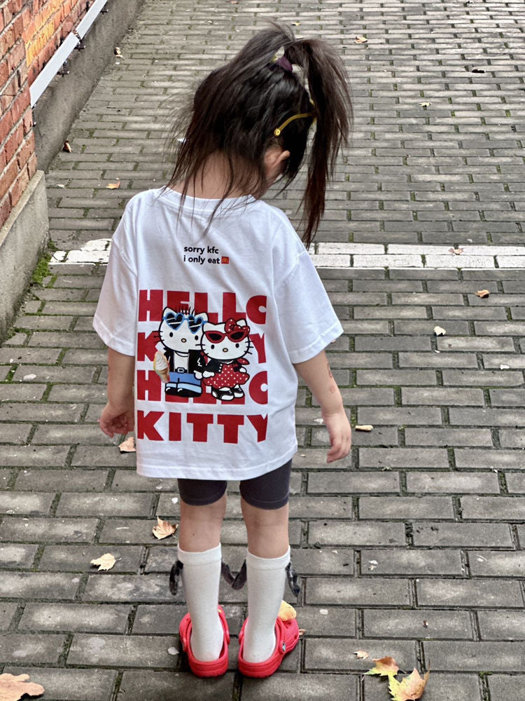 Cartoon Print Short Sleeve Loose Versatile Children's T-shirt