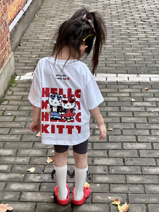 Cartoon Print Short Sleeve Loose Versatile Children's T-shirt