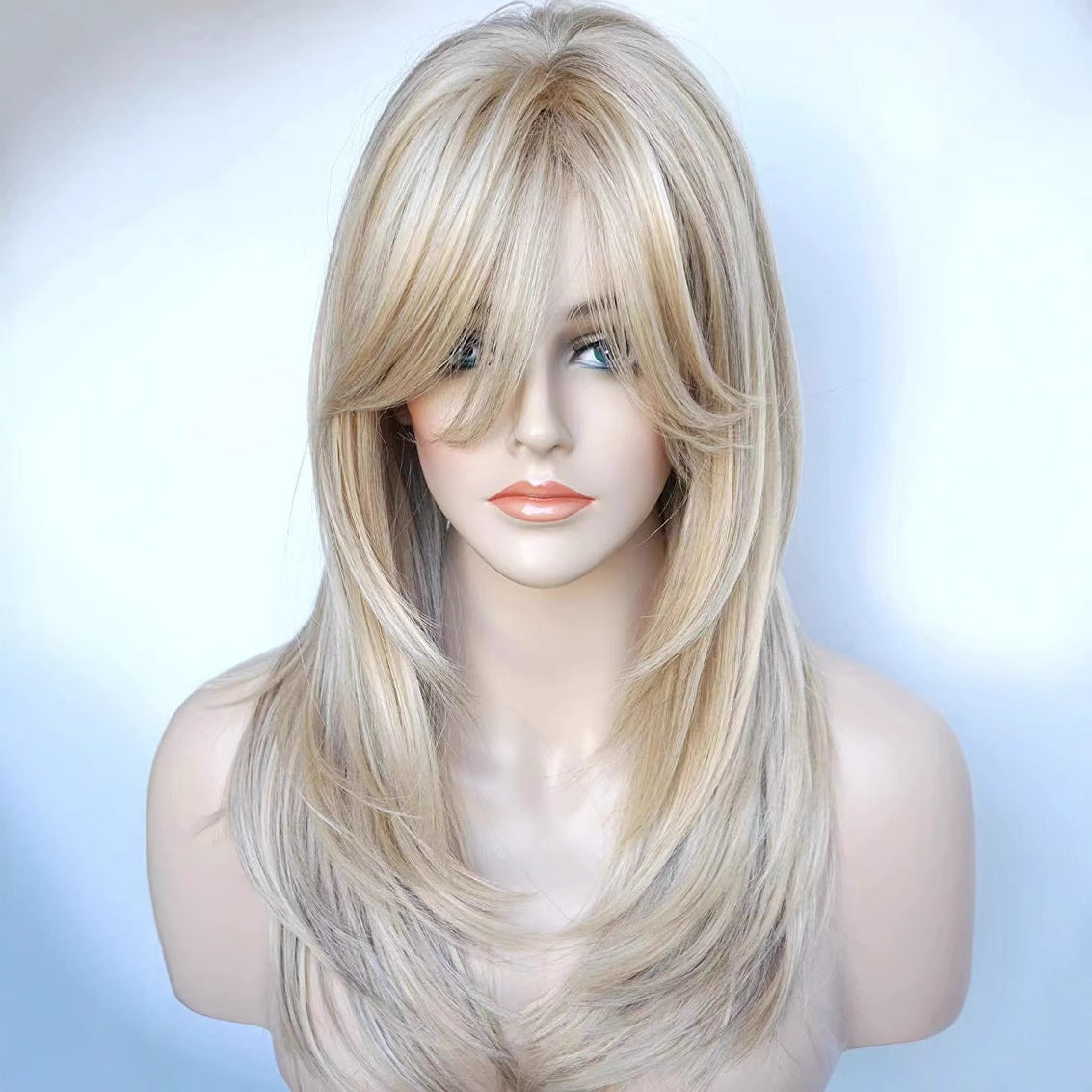 Women's Fashion Synthetic Wigs Brown Straight Hair Wig Long Curls