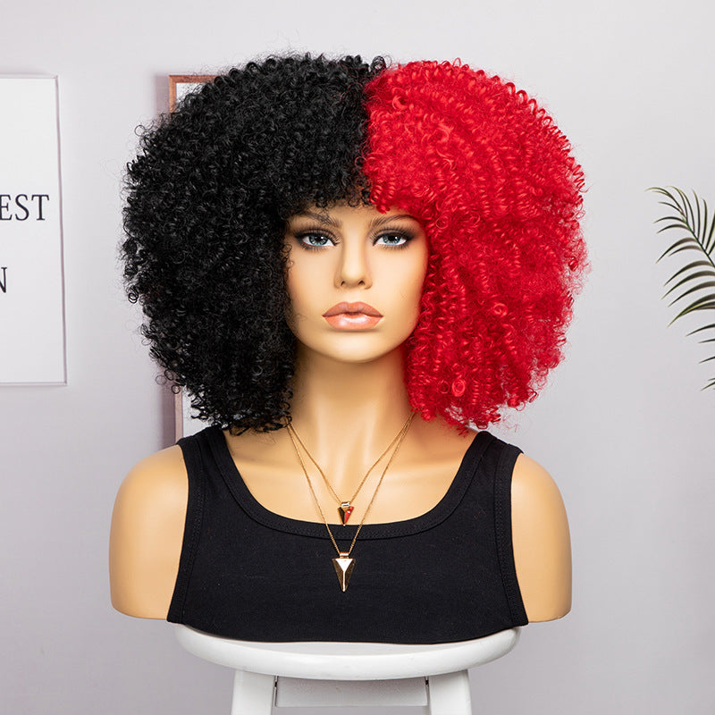 Women's African Fashion Explosion Small Head Cover Wig Short Curly Hair