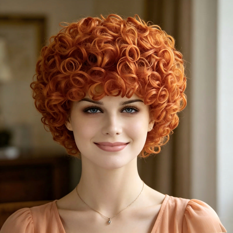 Women's & Men's African Small Head Cover Wig Short Curly Hair