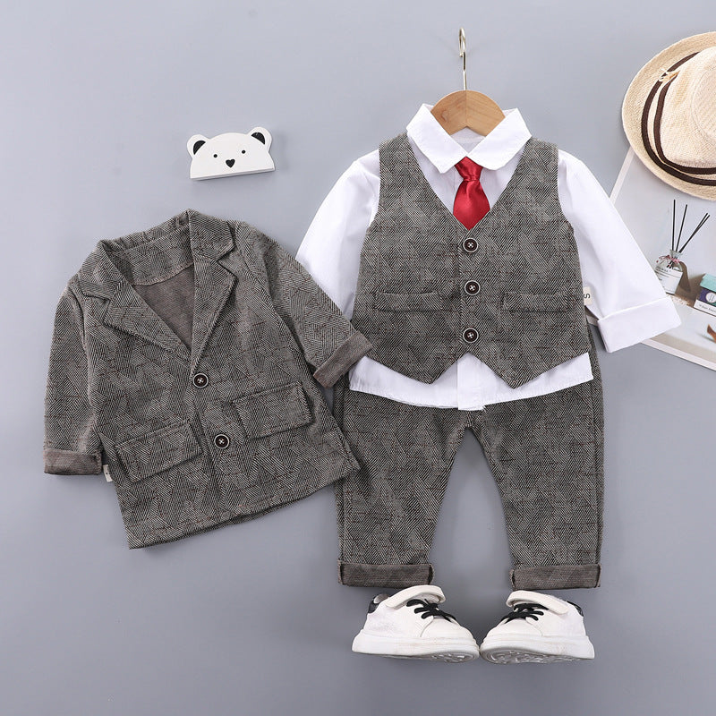Children's Two Pieces British Birthday Boy Flower Children's Suit