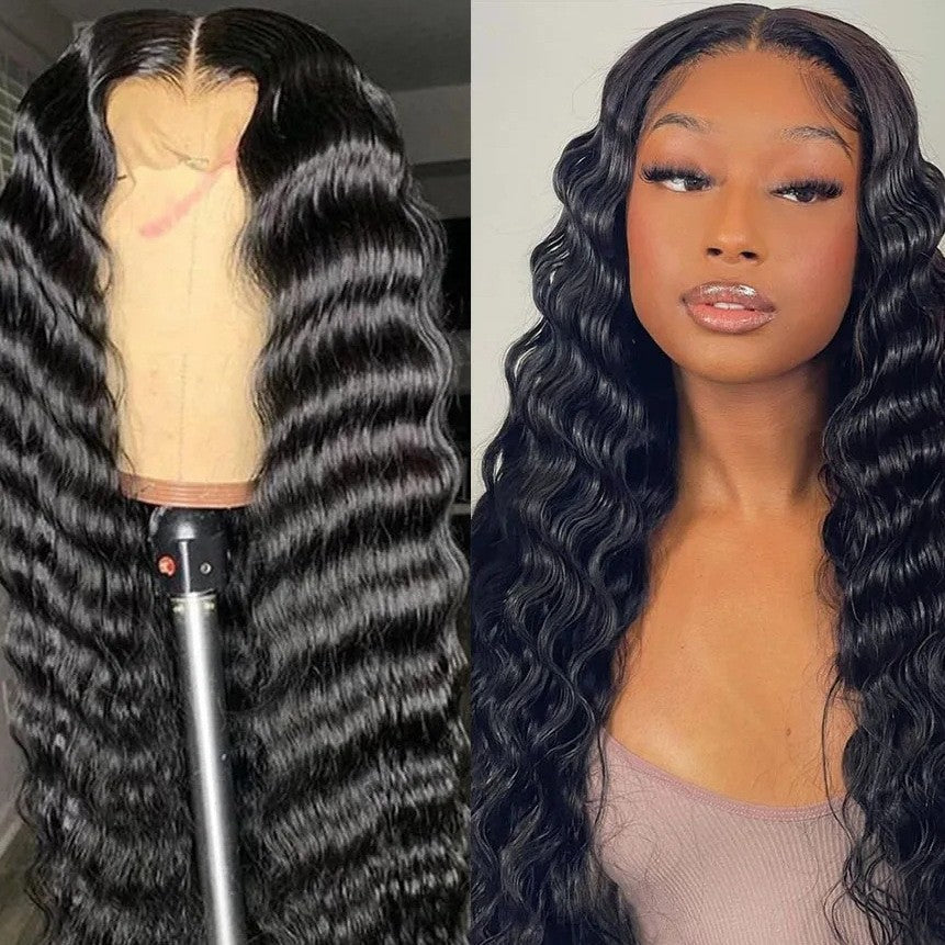 Unique Frontal Deep Wave Wigs Human Real Hair Wig