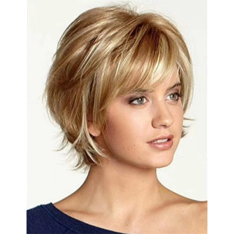 Women's Various Styles Light Golden Brown Curly Wig Short Straight Hair