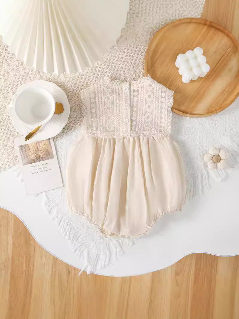 Summer Wear Sleeveless Romper Fashionable Princess Jumpsuit Thin Infant First Jumpsuit, Climbing Suit
