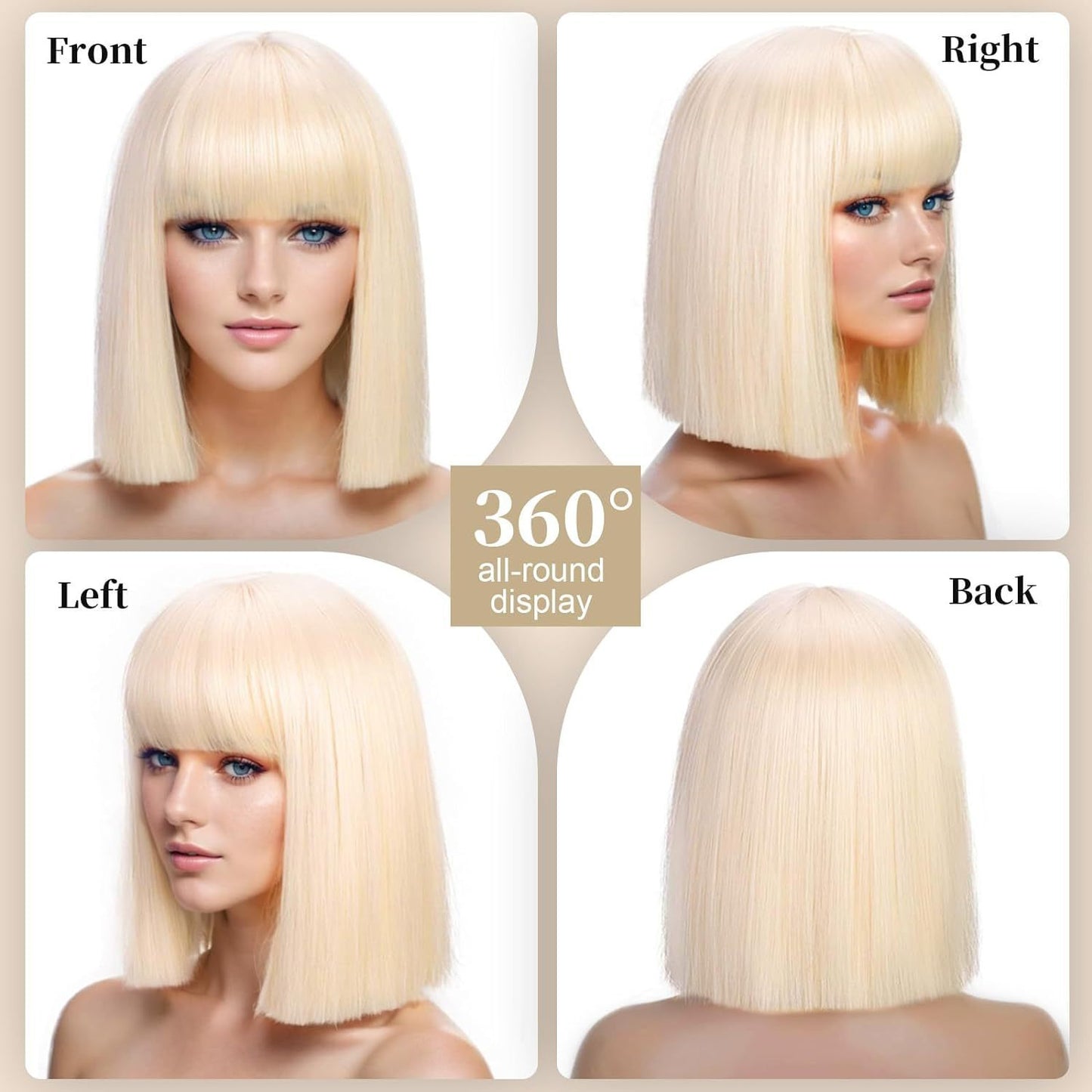 Women's Bangs Fiber Head Cover Optional Wig Short Straight Hair