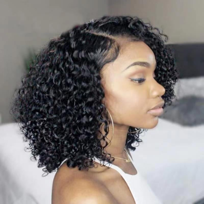 Female Brazilian Small Black Fluffy African Wig Short Curly Hair